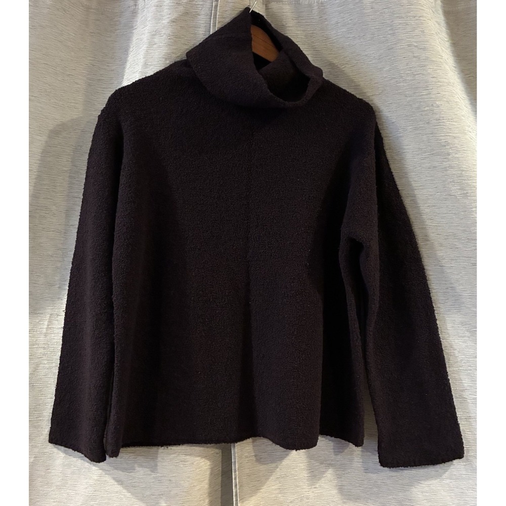 Eileen Fisher Womens Turtleneck Sweater Wool Blend Knit Boxy Pullover Purple PM